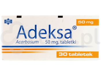 Zdjęcie przedstawia lek dostępny na receptę Adeksa, tabletki, 50 mg.