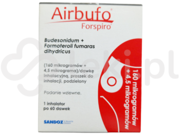 Zdjęcie przedstawia lek dostępny na receptę Airbufo Forspiro, proszek do inhalacji, (160 µg + 4,5 µg)/dawkę inhalacyjną.