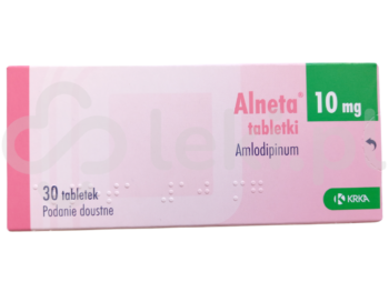 Zdjęcie przedstawia lek dostępny na receptę Alneta, tabletki, 10 mg.