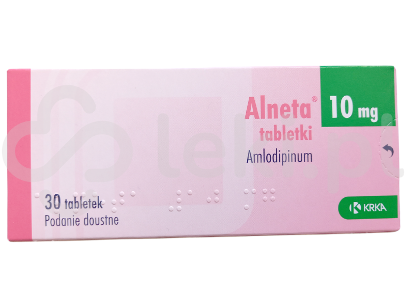 Zdjęcie przedstawia lek dostępny na receptę Alneta, tabletki, 10 mg.