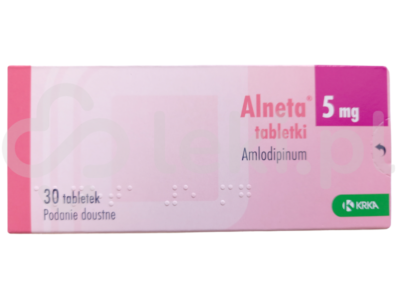 Zdjęcie przedstawia lek dostępny na receptę Alneta, tabletki, 5 mg.