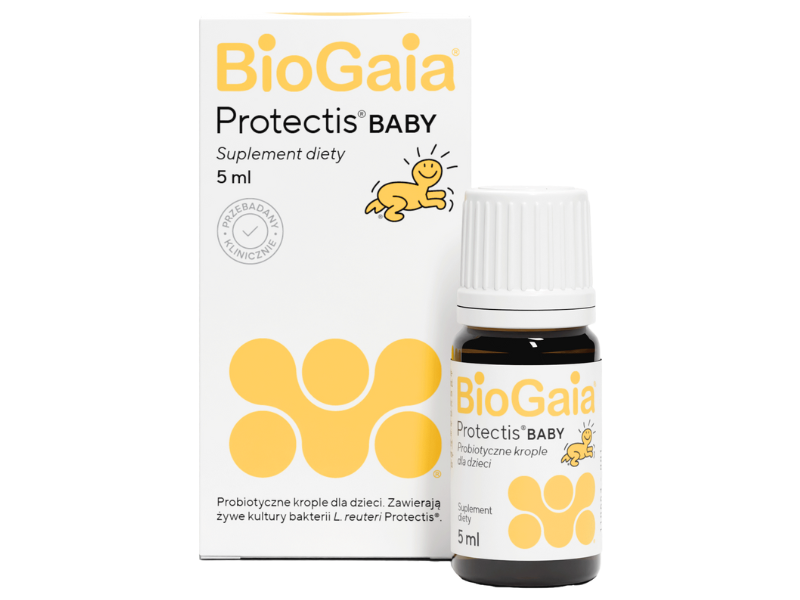 Zdjęcie przedstawia suplement diety BioGaia Protectis BABY, krople doustne.