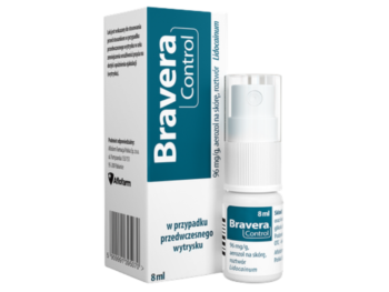 Zdjęcie przedstawia lek bez recepty Bravera Control, aerozol na skórę, 96 mg/g.