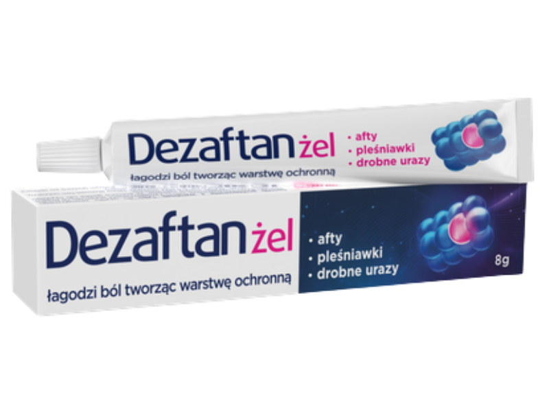 Zdjęcie przedstawia wyrób medyczny Dezaftan, żel do jamy ustnej.