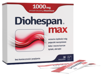 Zdjęcie przedstawia lek bez recepty Diohespan Max, proszek doustny, 1000 mg.