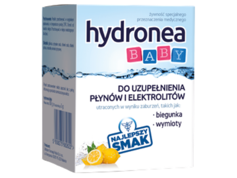 Zdjęcie przedstawia środek spożywczy Hydronea Baby, proszek.