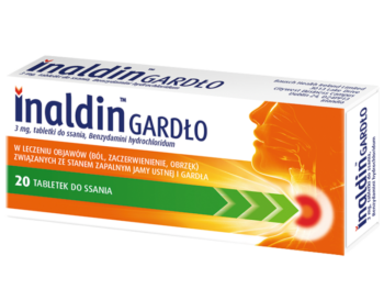 Zdjęcie przedstawia lek bez recepty Inaldin Gardło, tabletki do ssania, 3 mg.