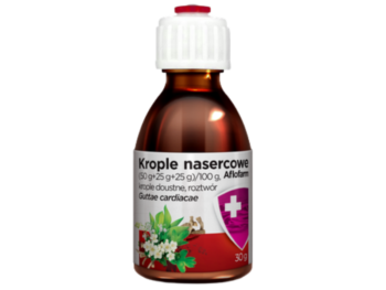Zdjęcie przedstawia lek bez recepty Krople nasercowe, krople doustne/Aflofarm.