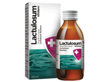 Zdjęcie przedstawia lek bez recepty Lactulosum, syrop, 7,5 g/15 ml/ Aflofarm.