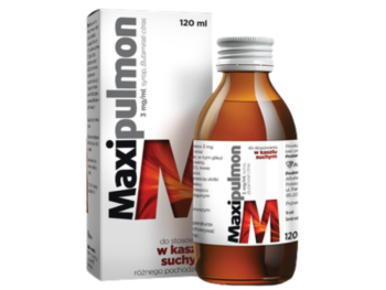 Zdjęcie przedstawia lek bez recepty Maxipulmon, syrop, 3 mg/ml.