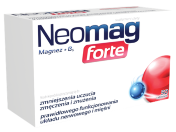 Zdjęcie przedstawia suplement diety NeoMag Forte, tabletki.