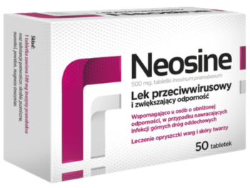 Zdjęcie przedstawia lek bez recepty Neosine, tabletki, 500 mg.