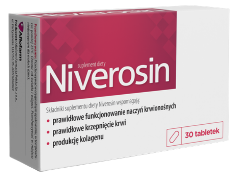 Zdjęcie przedstawia suplement diety Niverosin, tabletki.