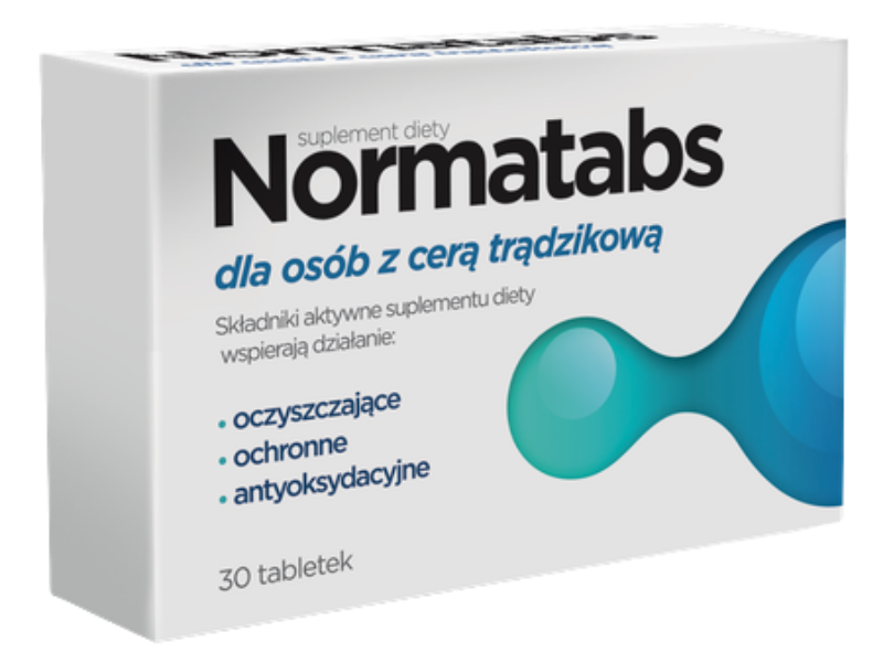 Zdjęcie przedstawia suplement diety Normatabs, tabletki.