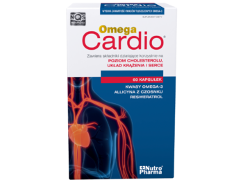 Zdjęcie przedstawia suplement diety Omega Cardio, kapsułki.