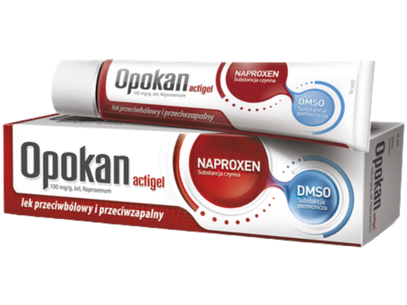 Zdjęcie przedstawia lek bez recepty Opokan Actigel, żel, 100 mg/g.