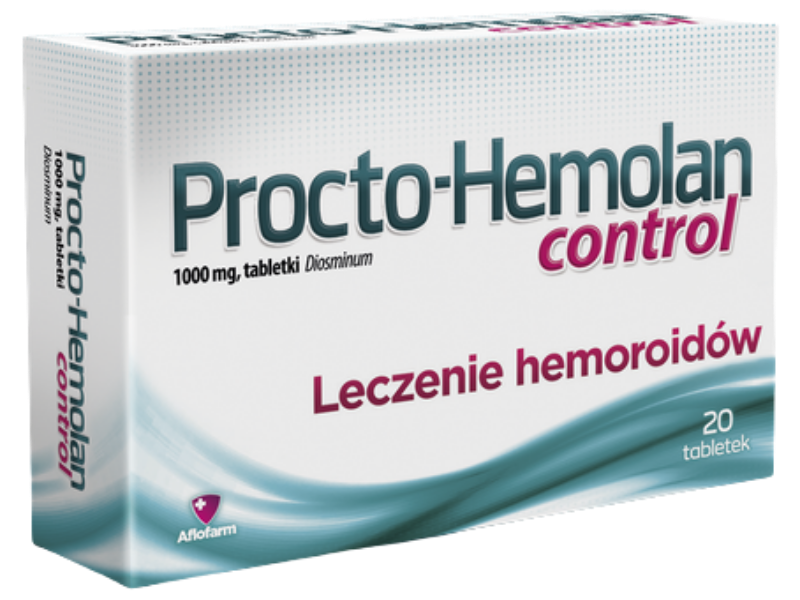 Zdjęcie przedstawia lek bez recepty Procto-Hemolan Control, tabletki, 1000 mg.