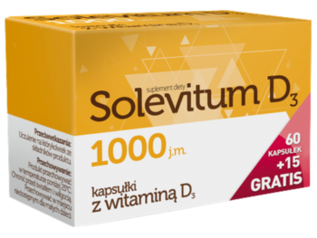 Zdjęcie przedstawia suplement diety Solevitum D3, kapsułki, 1000 j.m..