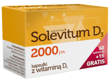 Zdjęcie przedstawia suplement diety Solevitum D3, kapsułki, 2000 j.m..