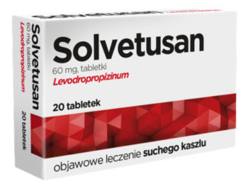 Zdjęcie przedstawia lek bez recepty Solvetusan, tabletki, 60 mg.