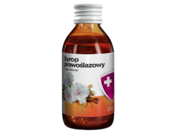 Zdjęcie przedstawia lek bez recepty Syrop prawoślazowy, syrop/Aflofarm.
