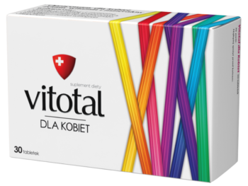 Zdjęcie przedstawia suplement diety Vitotal dla Kobiet, tabletki.