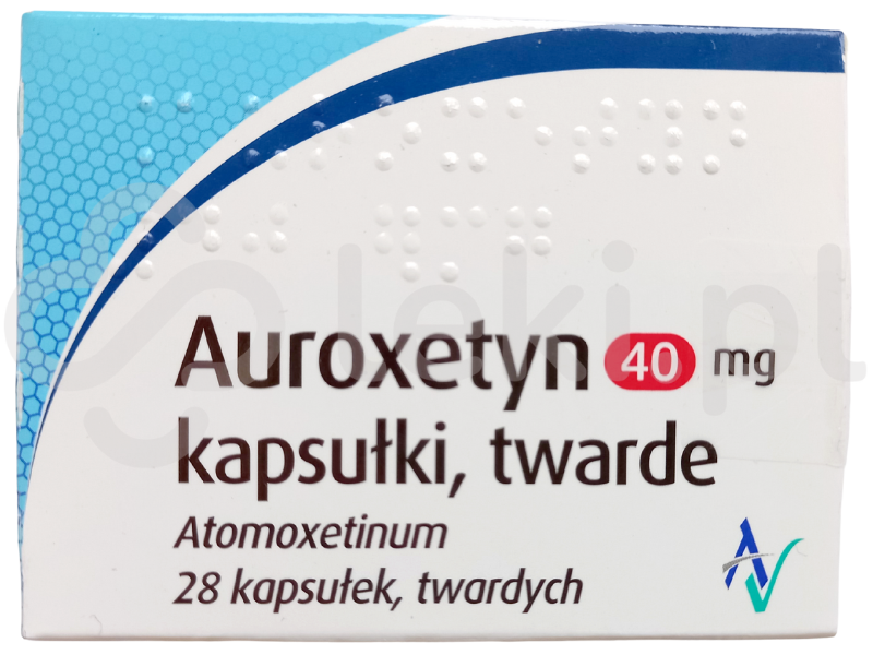 Zdjęcie przedstawia lek dostępny na receptę Auroxetyn, kapsułki twarde, 40 mg.