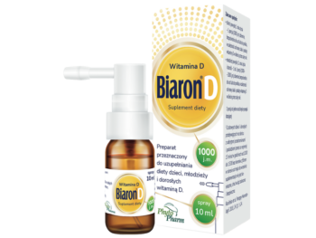 Zdjęcie przedstawia suplement diety Biaron D 1000, spray.