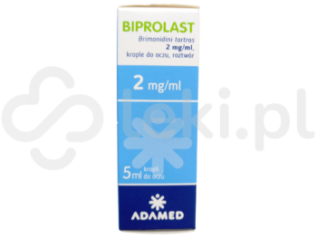 Zdjęcie przedstawia lek dostępny na receptę Biprolast, krople do oczu, roztwór, 2 mg/ml.