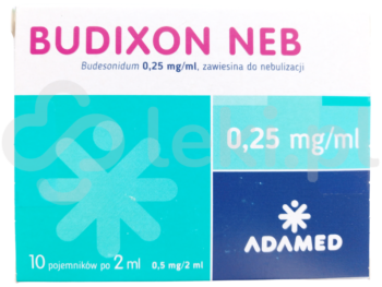 Zdjęcie przedstawia lek dostępny na receptę Budixon Neb, zawiesina do nebulizacji, 0,25 mg/ml.