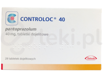 Zdjęcie przedstawia lek dostępny na receptę Controloc 40, tabletki dojelitowe, 40 mg.