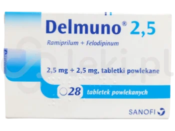 Zdjęcie produktu Delmuno, tabletki powlekane, 2,5 mg + 2,5 mg