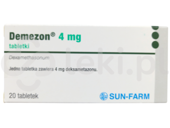 Zdjęcie przedstawia lek dostępny na receptę Demezon, tabletki, 4 mg.
