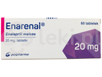 Zdjęcie przedstawia lek dostępy na receptę Enarenal, tabletki, 20 mg.