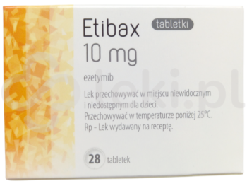 Zdjęcie przedstawia lek dostępy na receptę Etibax, tabletki, 10 mg.