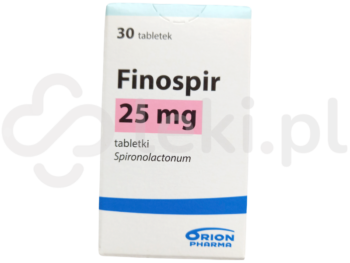 Zdjęcie przedstawia lek dostępy na receptę Finospir, tabletki, 25 mg.