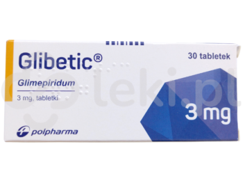 Zdjęcie przedstawia lek dostępy na receptę Glibetic 3 mg, tabletki, 3 mg.