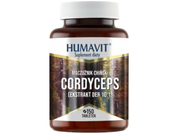 Zdjęcie przedstawia suplement diety HUMAVIT Cordyceps + Drożdże Piwowarskie, tabletki.