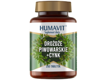 Zdjęcie przedstawia suplement diety HUMAVIT Drożdże Piwowarskie + Cynk, tabletki.