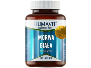Zdjęcie przedstawia suplement diety HUMAVIT Morwa Biała, tabletki.