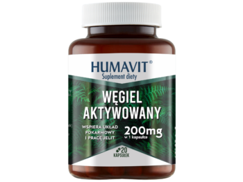 Zdjęcie przedstawia suplement diety HUMAVIT Węgiel Aktywowany, kapsułki.