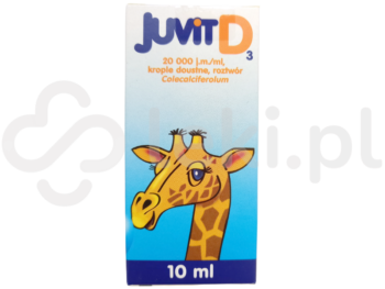 Zdjęcie przedstawia lek dostępny na receptę Juvit D3, krople doustne, roztwór, 20000 j.m./ml.