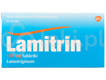 Zdjęcie przedstawia lek dostępny na receptę Lamitrin, tabletki, 100 mg.