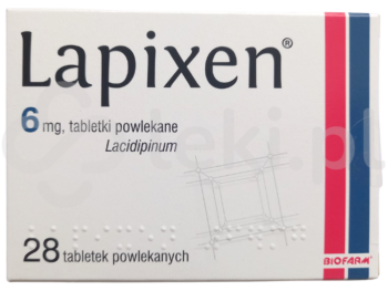 Zdjęcie przedstawia lek dostępny na receptę Lapixen, tabletki powlekane, 6 mg.
