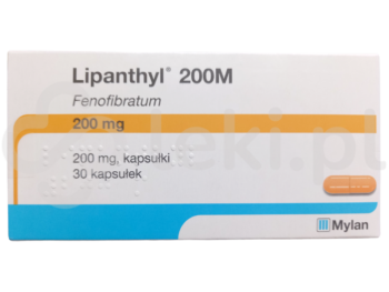 Zdjęcie przedstawia lek dostępny na receptę Lipanthyl 200M, kapsułki, 200 mg.