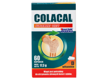 Zdjęcie przedstawia suplement diety Colacal - kolagen z wapniem w kapsułkach.