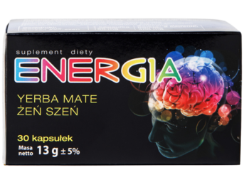Zdjęcie przedstawia suplement diety Energia w kapsułkach.