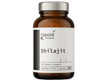 Zdjęcie przedstawia suplement diety OstroVit Pharma Shilajit, kapsułki.