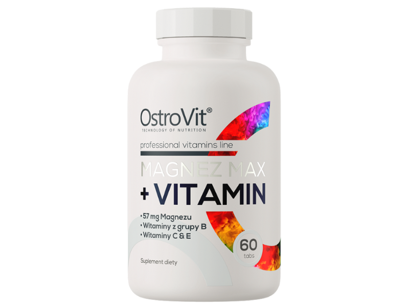 Zdjęcie przedstawia suplement diety Ostrovit Magnez Max + Vitamin, tabletki.