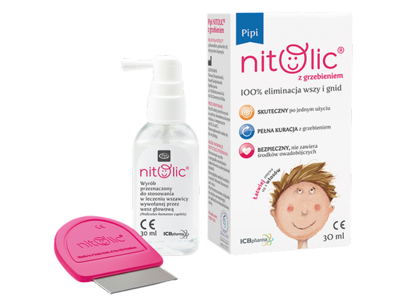 Zdjęcie przedstawia Pipi Nitolic przeciw wszawicy, spray